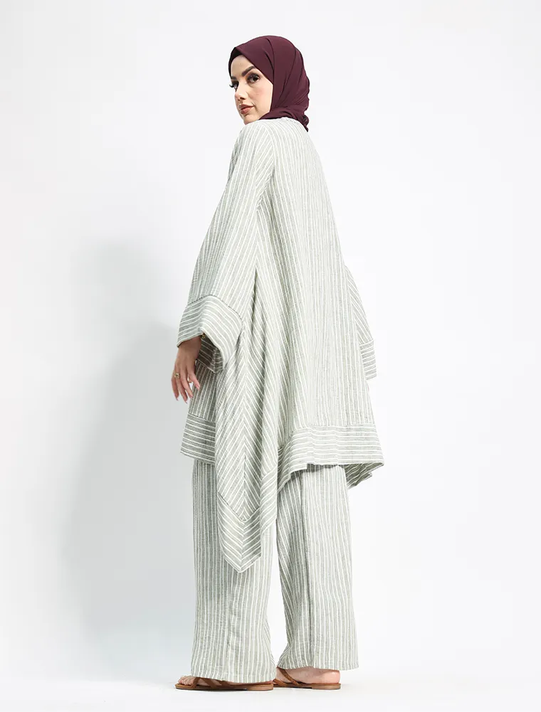 Khaki Lina Striped Co Ord Set